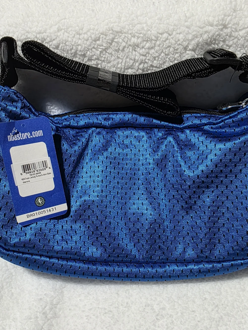 Golden State Warriors Blue Mesh Jersey Style Material Zipper Shoulder Bag.